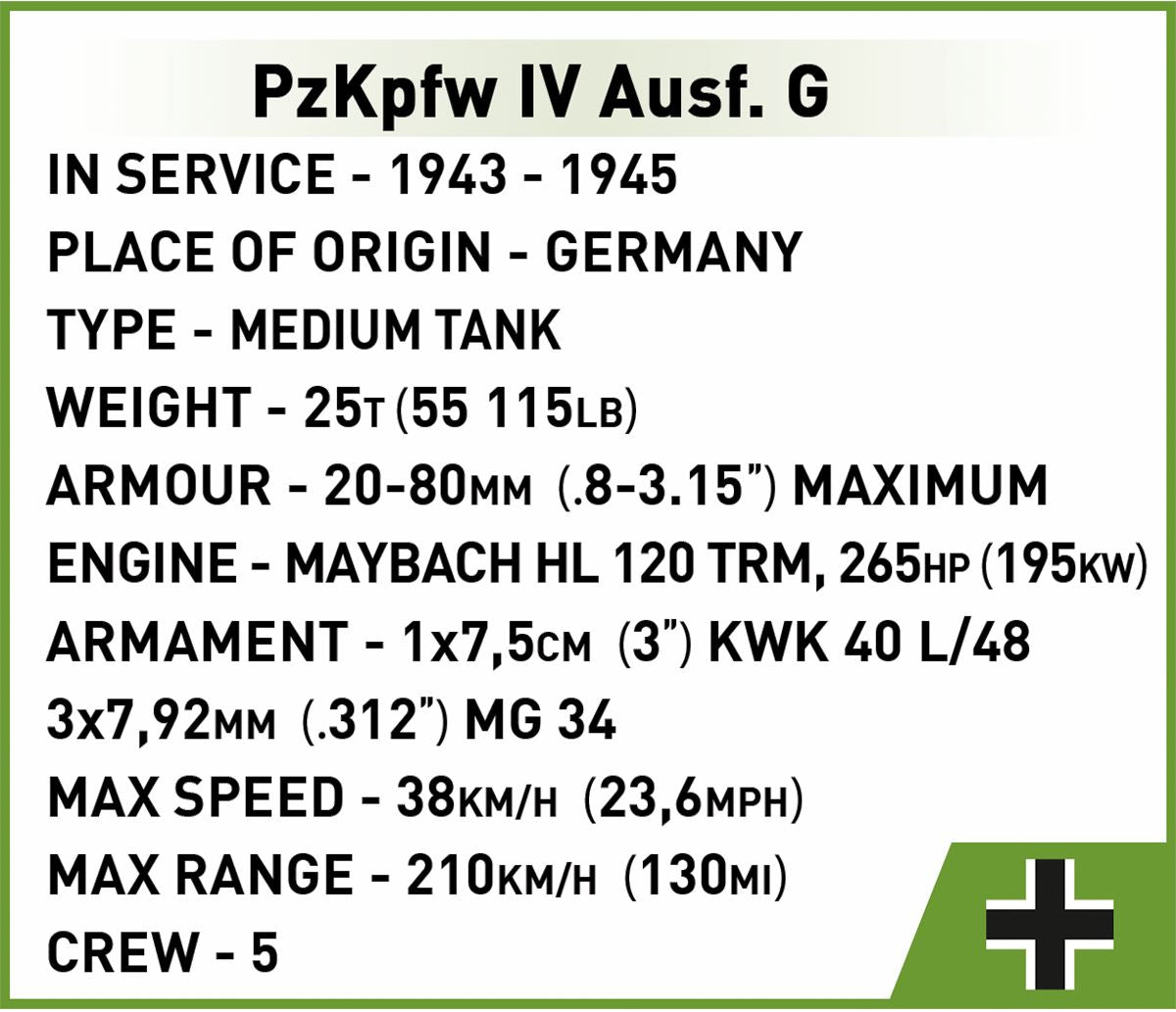 PzKpfw IV Ausf. G. brick tank model - COBI-2592 - 1107 bricks