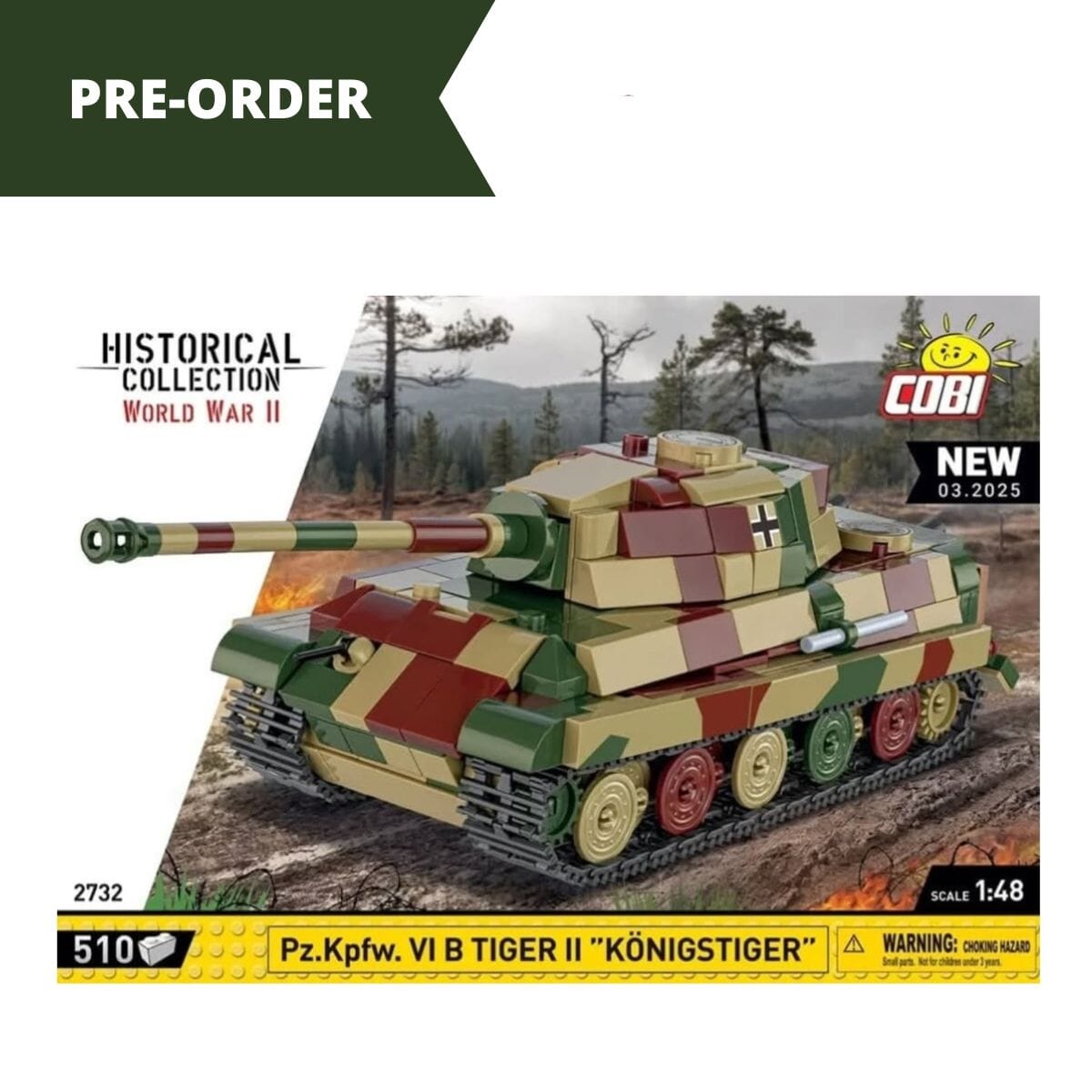 PZ.KPFW. VI B Tiger II 'Konigstiger' brick tank model - COBI 2732 - 510 bricks