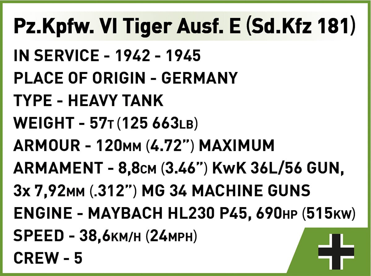 PzKpfw VI Tiger Ausf. E brick tank model - COBI 3124 - 862 bricks