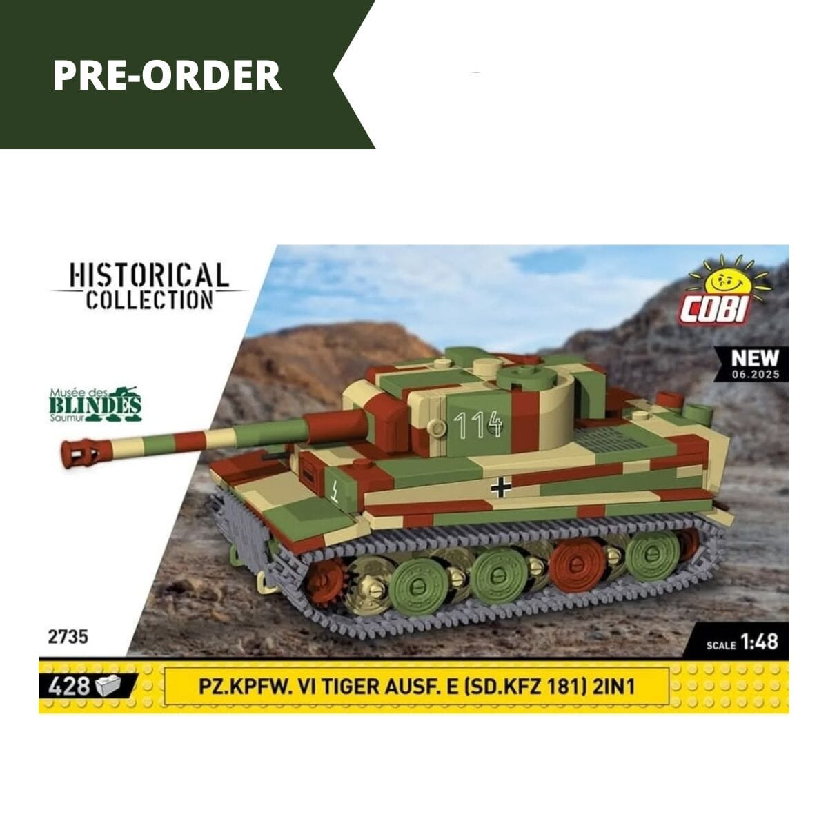 PZ.KPFW. VI Tiger AUSF. E (SD.KFZ 181) brick tank model - COBI 2735 - 428 bricks