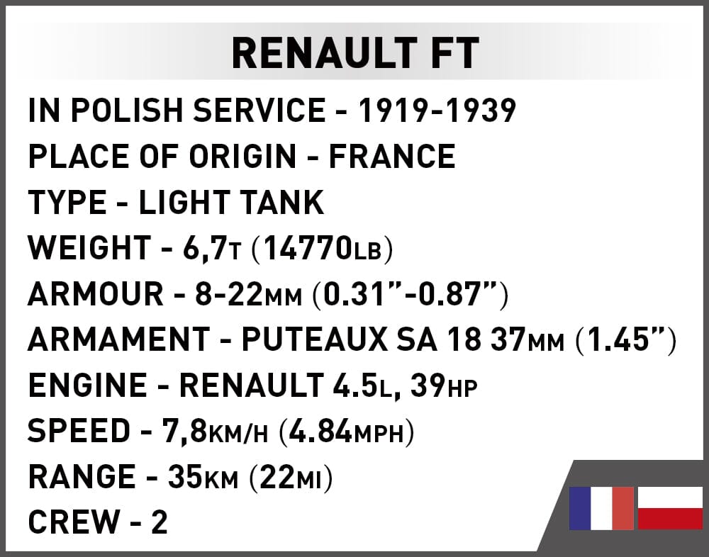 Renault FT 302 KL. - COBI 2992 - 304 bricks