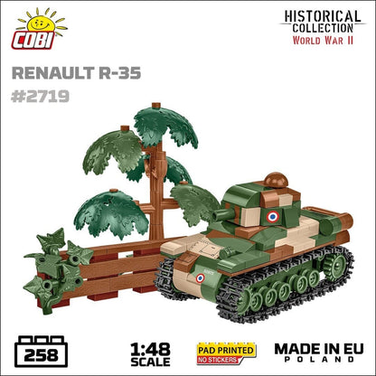 Renault R35 brick tank model - COBI 2719 - 258 bricks