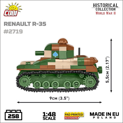 Renault R35 brick tank model - COBI 2719 - 258 bricks