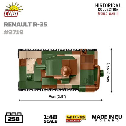 Renault R35 brick tank model - COBI 2719 - 258 bricks