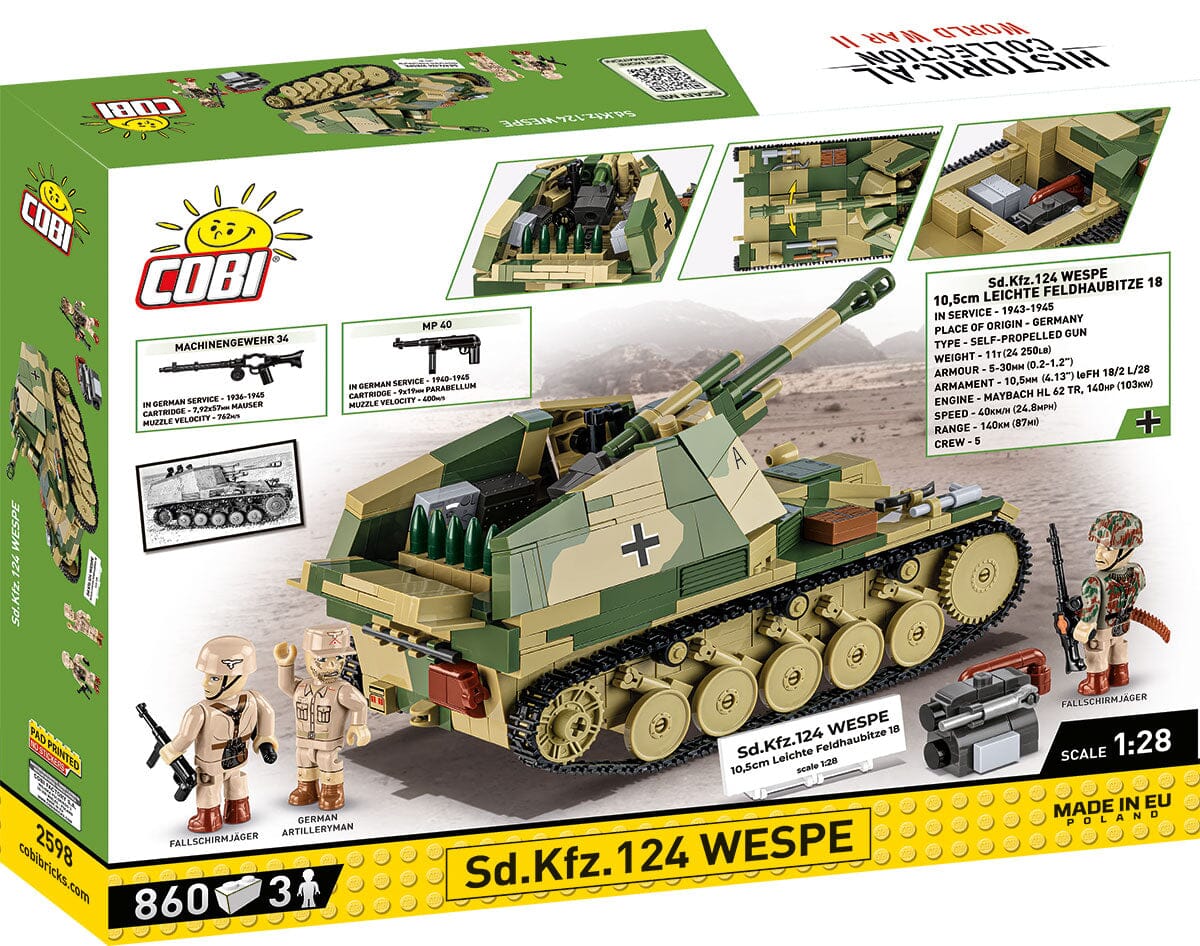 Sd.Kfz. 124 Wespe brick tank model - COBI 2598 - 860 bricks EXECUTIVE EDITION