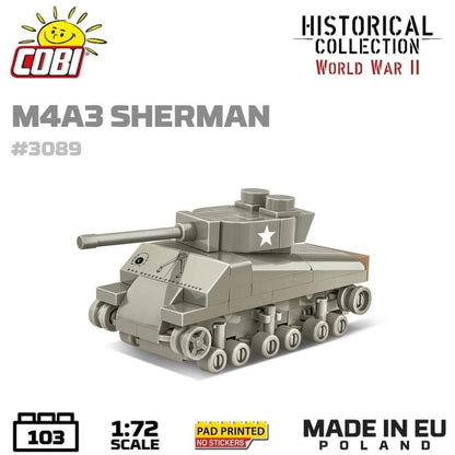 Sherman M4A3 brick tank model - COBI 3089 - 103 bricks