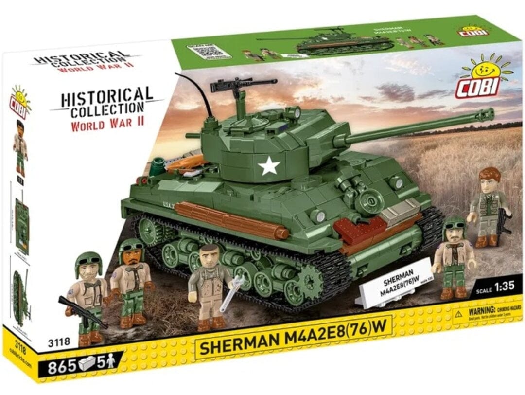 Sherman M4A3E8 (76)W brick tank model- COBI 3118 - 865 bricks