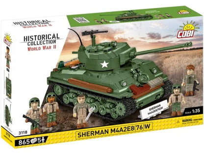 Sherman M4A3E8 (76)W brick tank model- COBI 3118 - 865 bricks