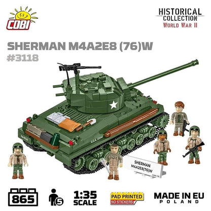 Sherman M4A3E8 (76)W brick tank model- COBI 3118 - 865 bricks