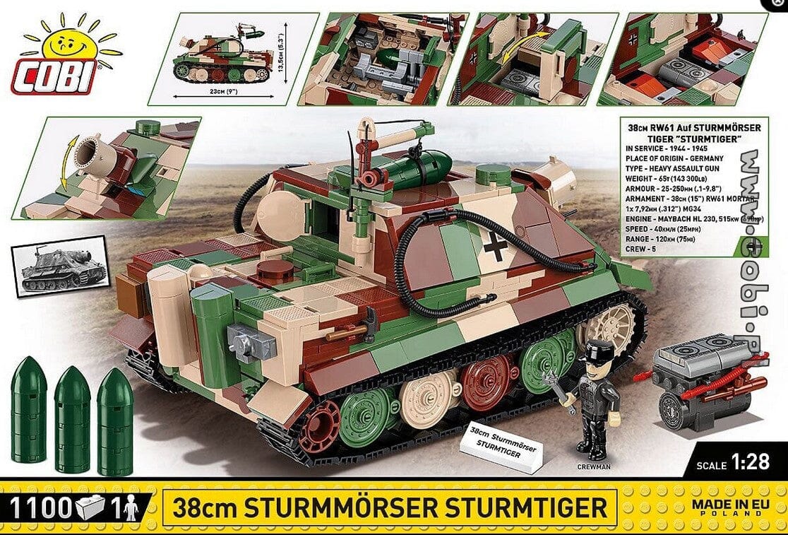 Sturmmorser Tiger "Sturmtiger" brick tank model - COBI-2585 - 1100 bricks