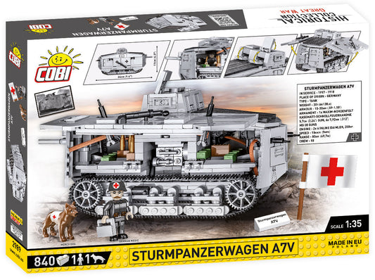 Sturmpanzerwagen A7V WW1 brick tank model - COBI 2989 - 840 bricks