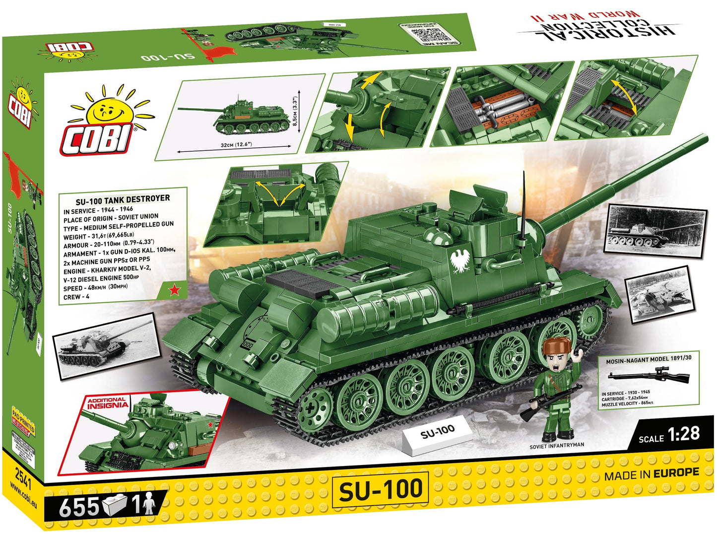 SU-100 brick tank set - COBI 2541 - 655 bricks