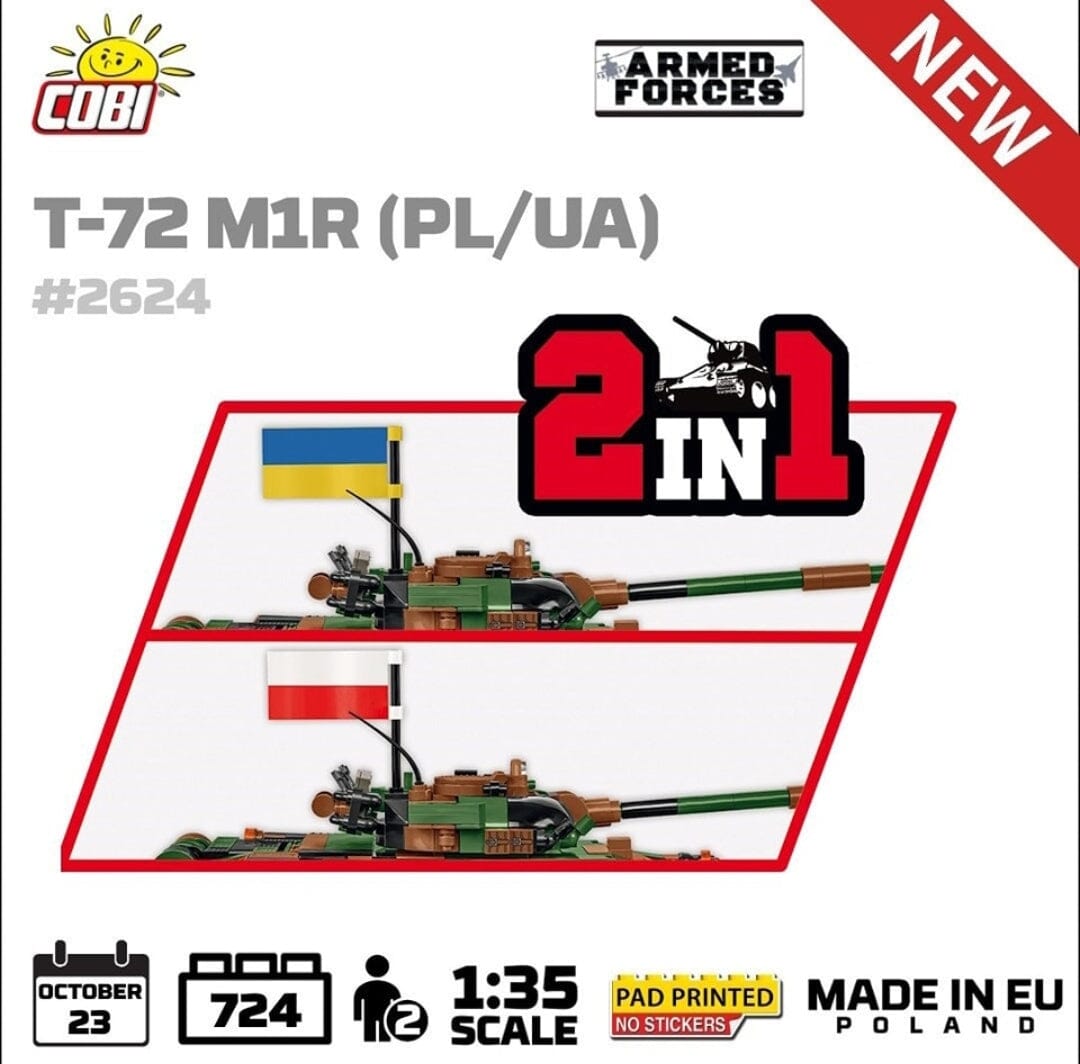 T-72 M1R brick tank model  - COBI 2624 - 724 bricks