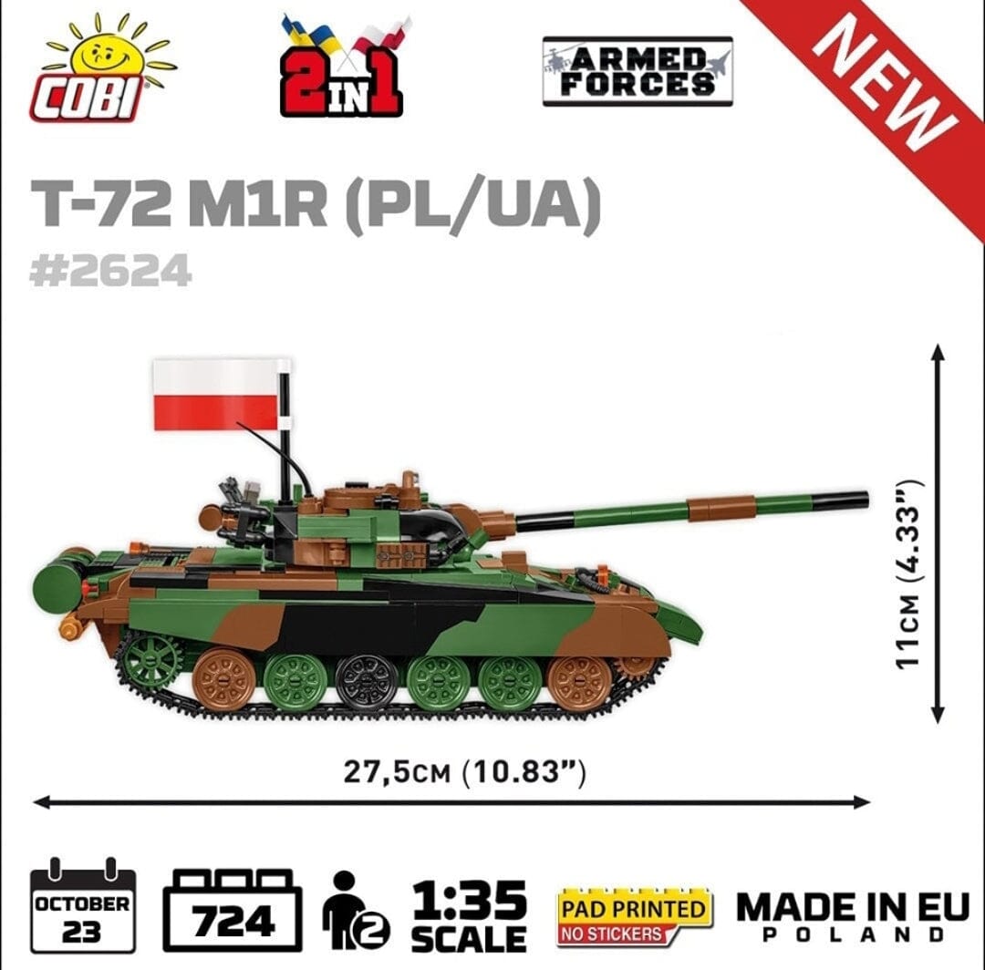 T-72 M1R brick tank model  - COBI 2624 - 724 bricks