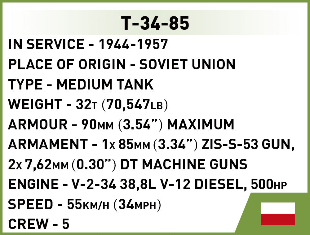 T34-85 brick tank model - COBI 2716 - 286 bricks