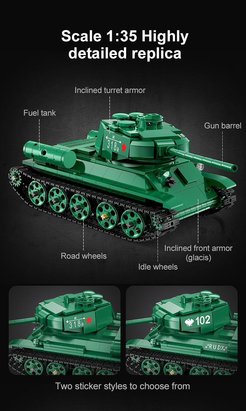 T34 Tank RC brick model kit - CADA C61072W - 722 bricks