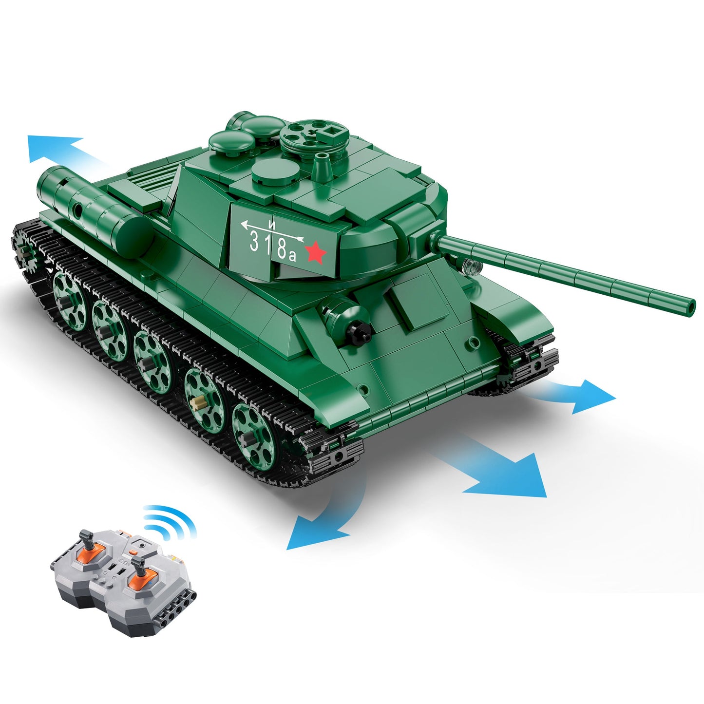 T34 Tank RC brick model kit - CADA C61072W - 722 bricks