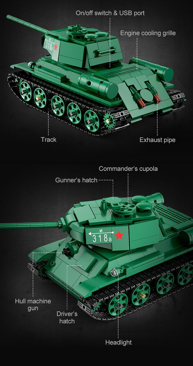 T34 Tank RC brick model kit - CADA C61072W - 722 bricks