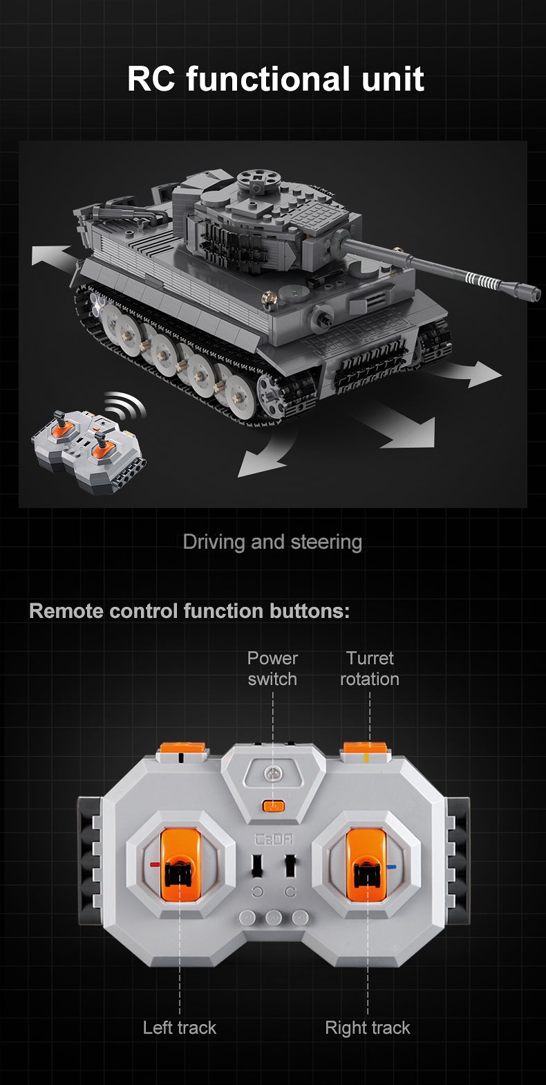 Tiger Tank RC brick model kit - CADA C61071W - 925 bricks