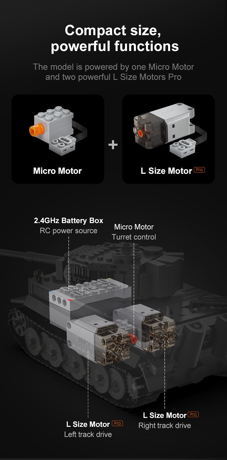 Tiger Tank RC brick model kit - CADA C61071W - 925 bricks