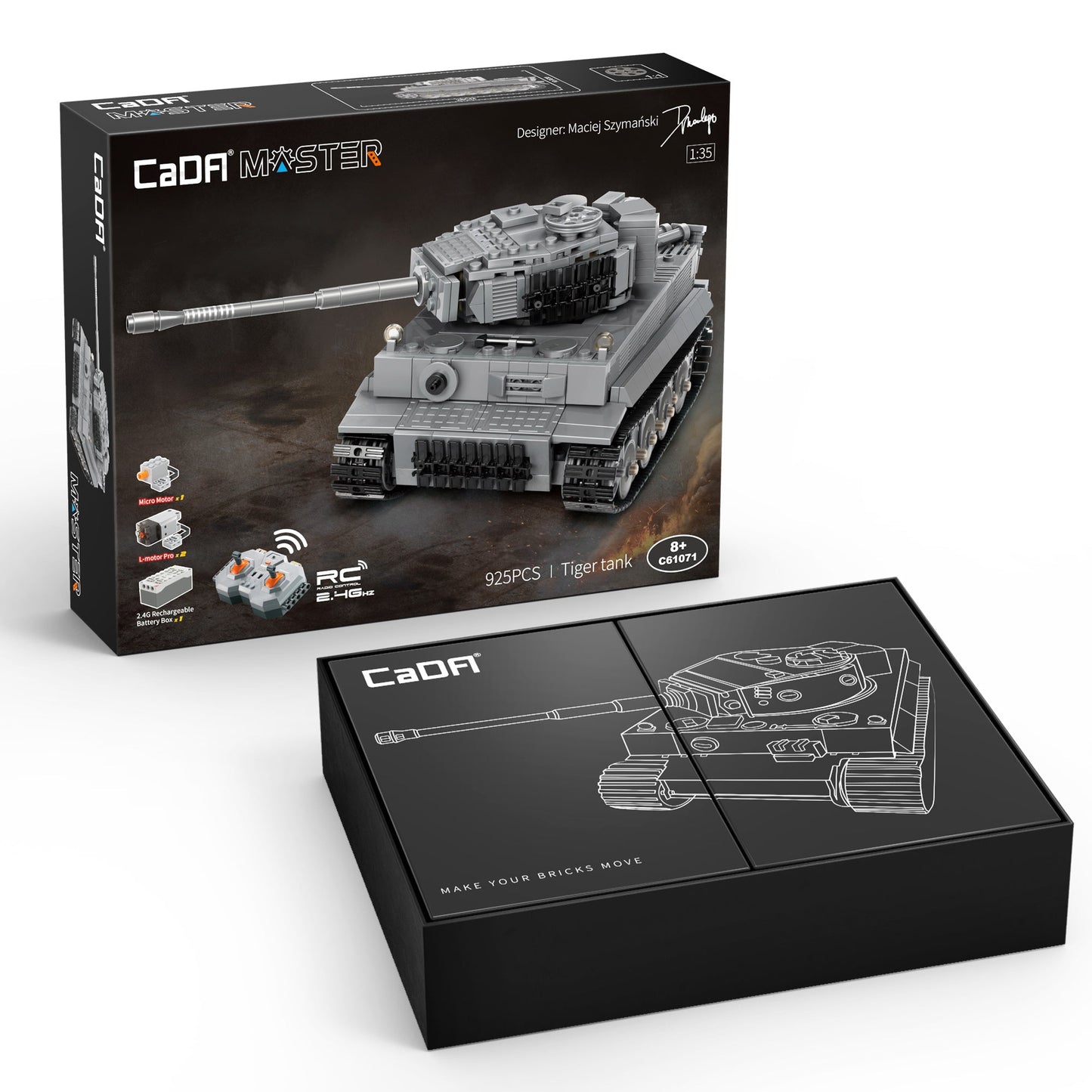 Tiger Tank RC brick model kit - CADA C61071W - 925 bricks