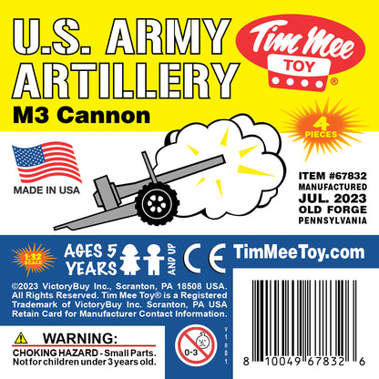 TimMee M3 ARTILLERY - Gray 4pc Plastic Army Men Cannon Playset - Made in USA