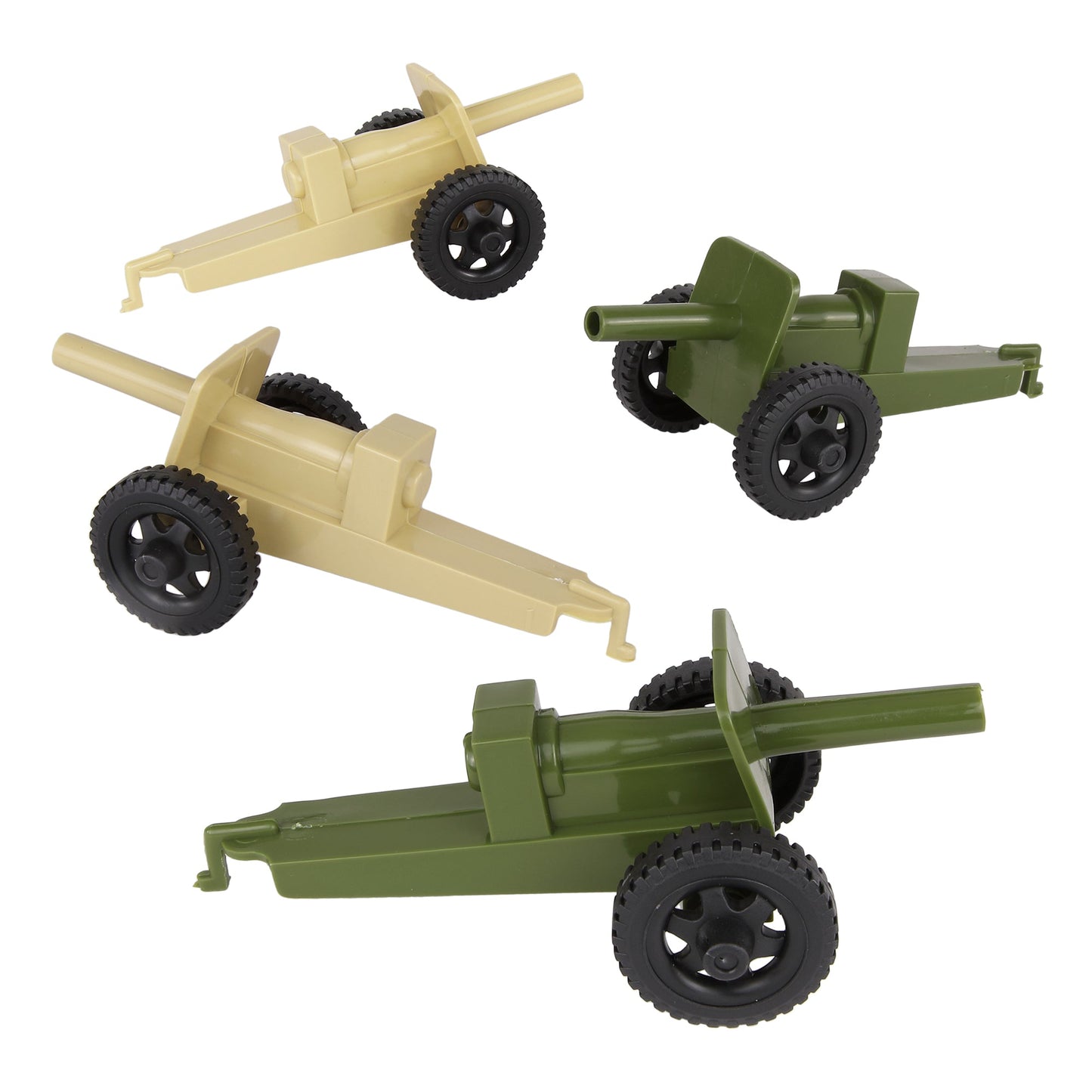 TimMee M3 ARTILLERY - OD Green & Tan 4pc Plastic Army Men Cannon Playset US Made