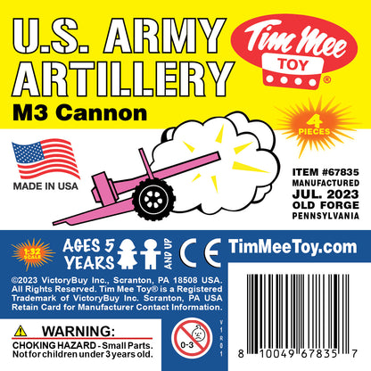 TimMee M3 ARTILLERY - Pink 4pc Plastic Army Men Cannon Playset - Made in USA