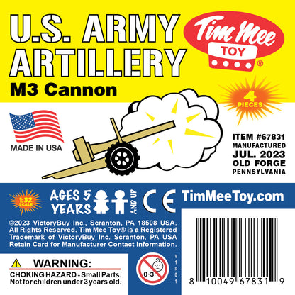 TimMee M3 ARTILLERY - Tan 4pc Plastic Army Men Cannon Playset - Made in USA