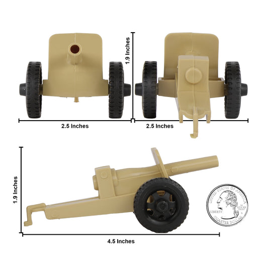 TimMee M3 ARTILLERY - Tan 4pc Plastic Army Men Cannon Playset - Made in USA