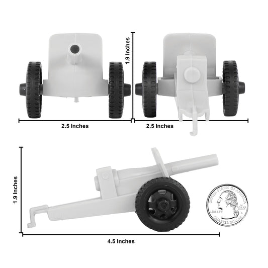 TimMee M3 ARTILLERY - White 4pc Plastic Army Men Cannon Playset - Made in USA