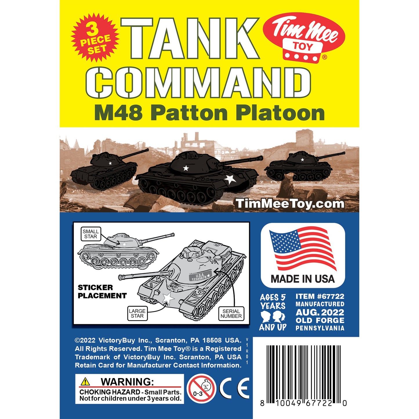 TimMee Toy Tanks for Plastic Army Men - Black WW2 3pc - Made in USA