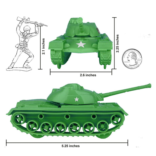 TimMee Toy Tanks for Plastic Army Men - Green WW2 3pc - Made in USA