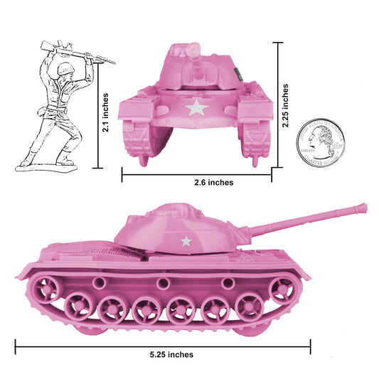 TimMee Toy Tanks for Plastic Army Men - Pink WW2 3pc - Made in USA