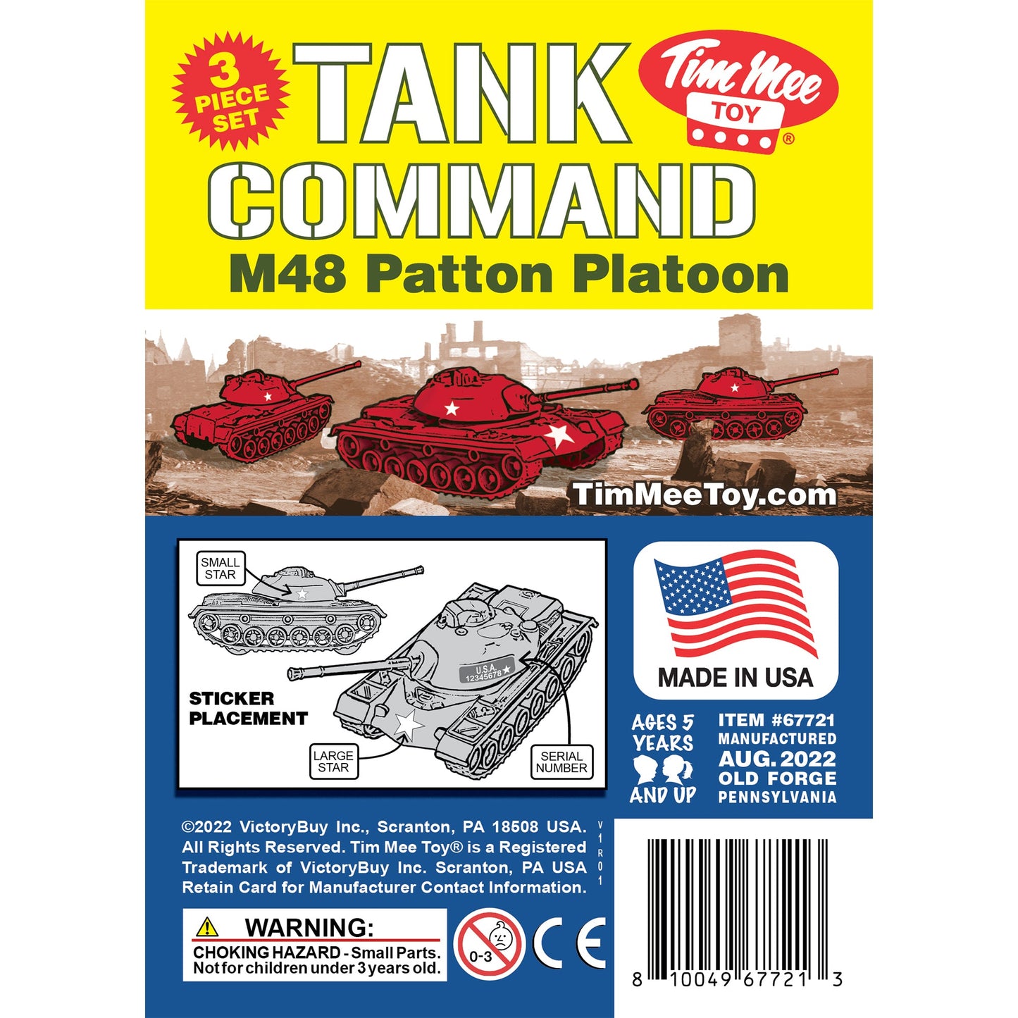 TimMee Toy Tanks for Plastic Army Men - Red WW2 3pc - Made in USA