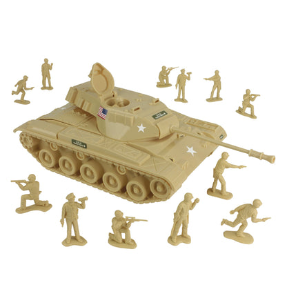 Tim Mee Toy Walker Bulldog TANK Playset- Tan 13pc - Made in USA