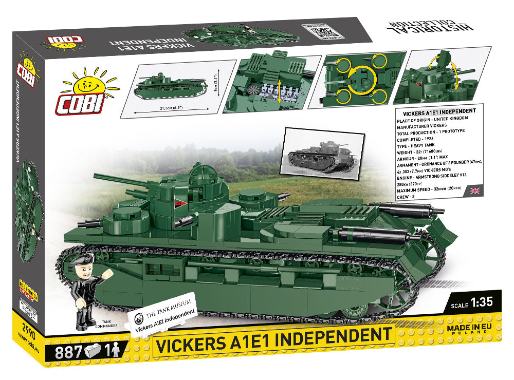 Vickers A1E1 Independent WW1 tank - COBI 2990 - 887 Bricks