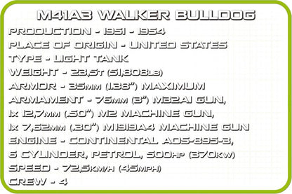 VIETNAM WAR M41A3 WALKER BULLDOG - COBI 2239 - 625 bricks